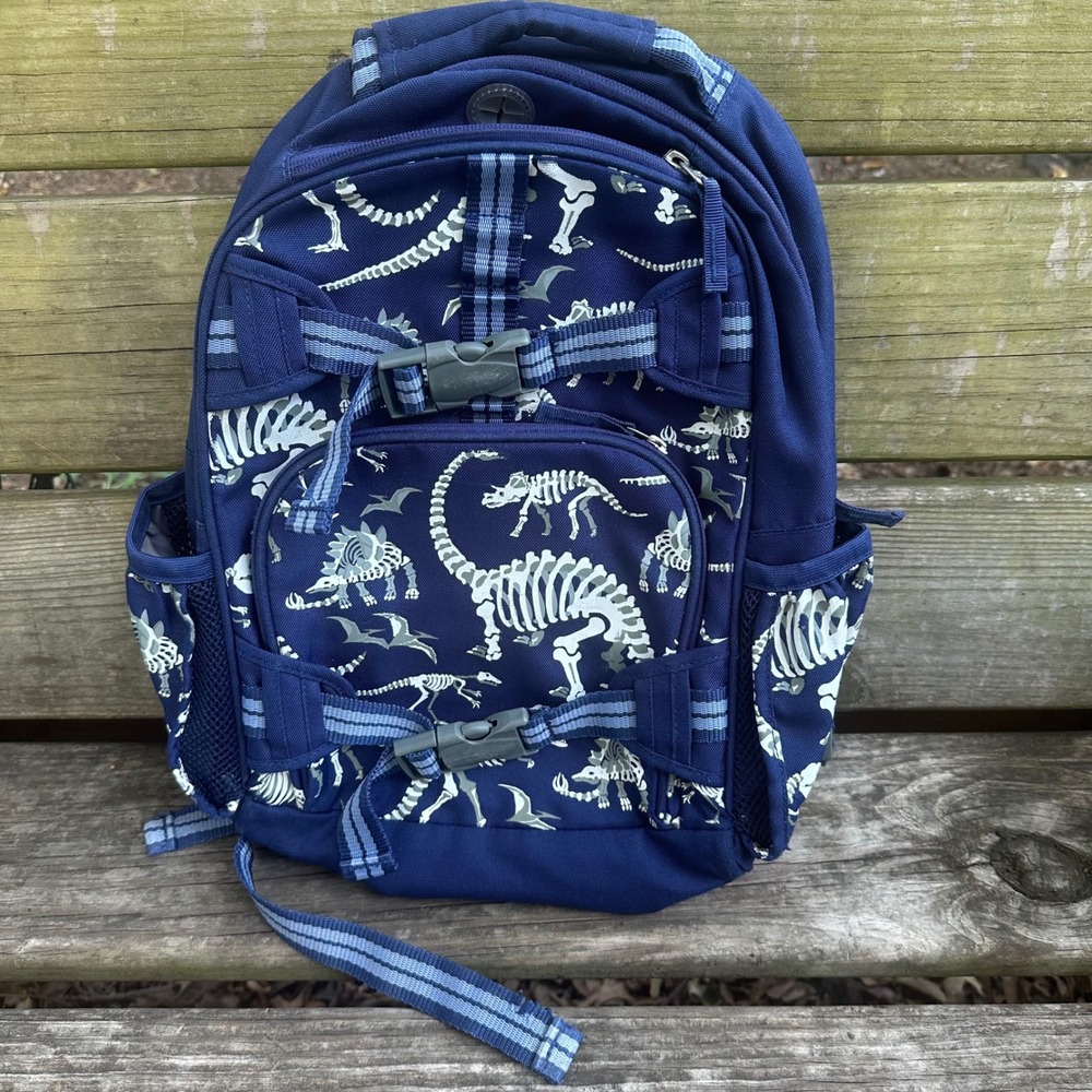 Pottery Barn Kids Mackenzie Navy Dino Bones Glow in the Dark Backpack Small